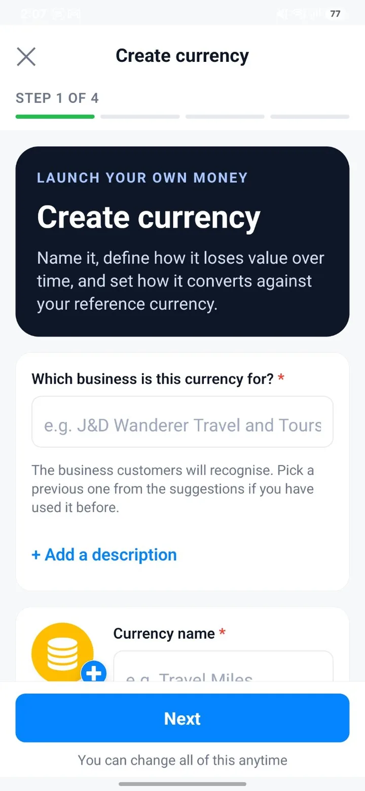 Create-currency flow