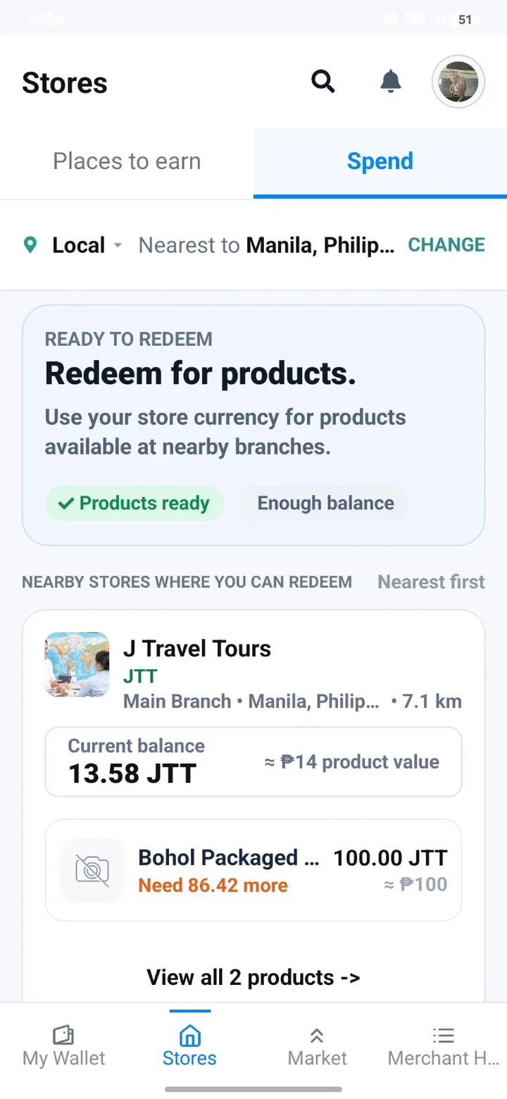 Spending points on products