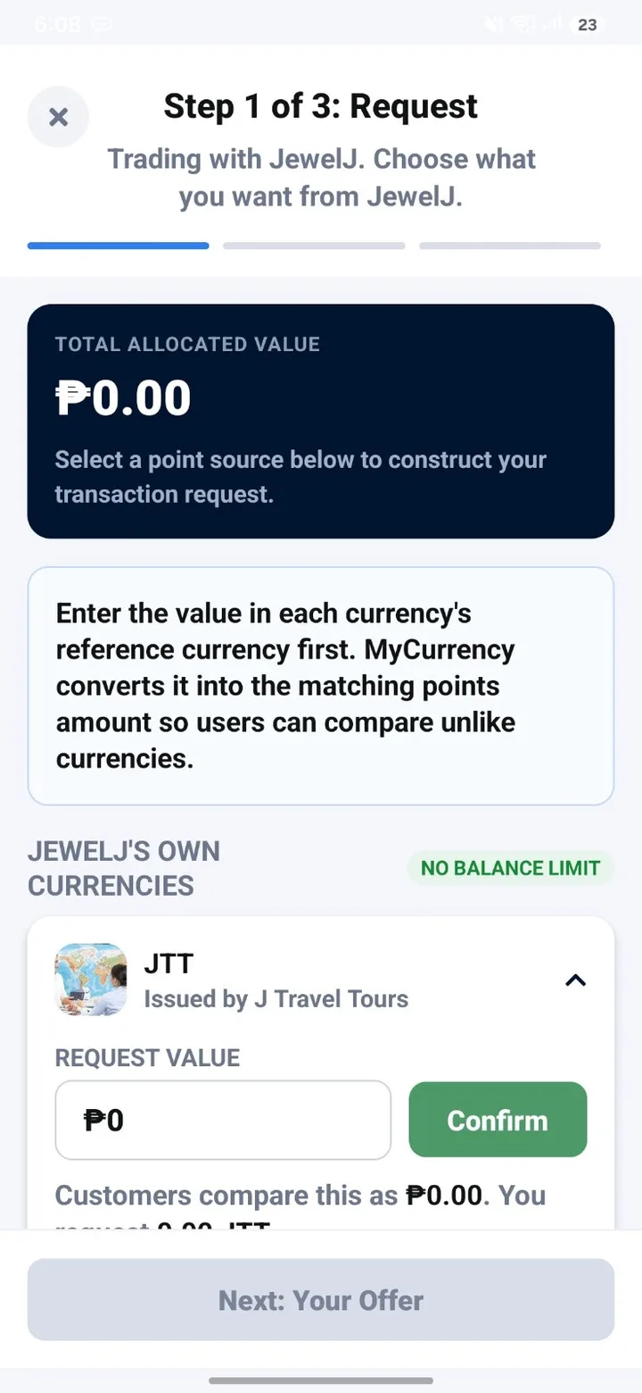 Trading currencies with other users